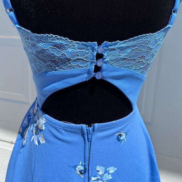 Jun & IVY, blue adjustable straps, flared skirt fitted top women's XS dress. - Picture 5 of 9